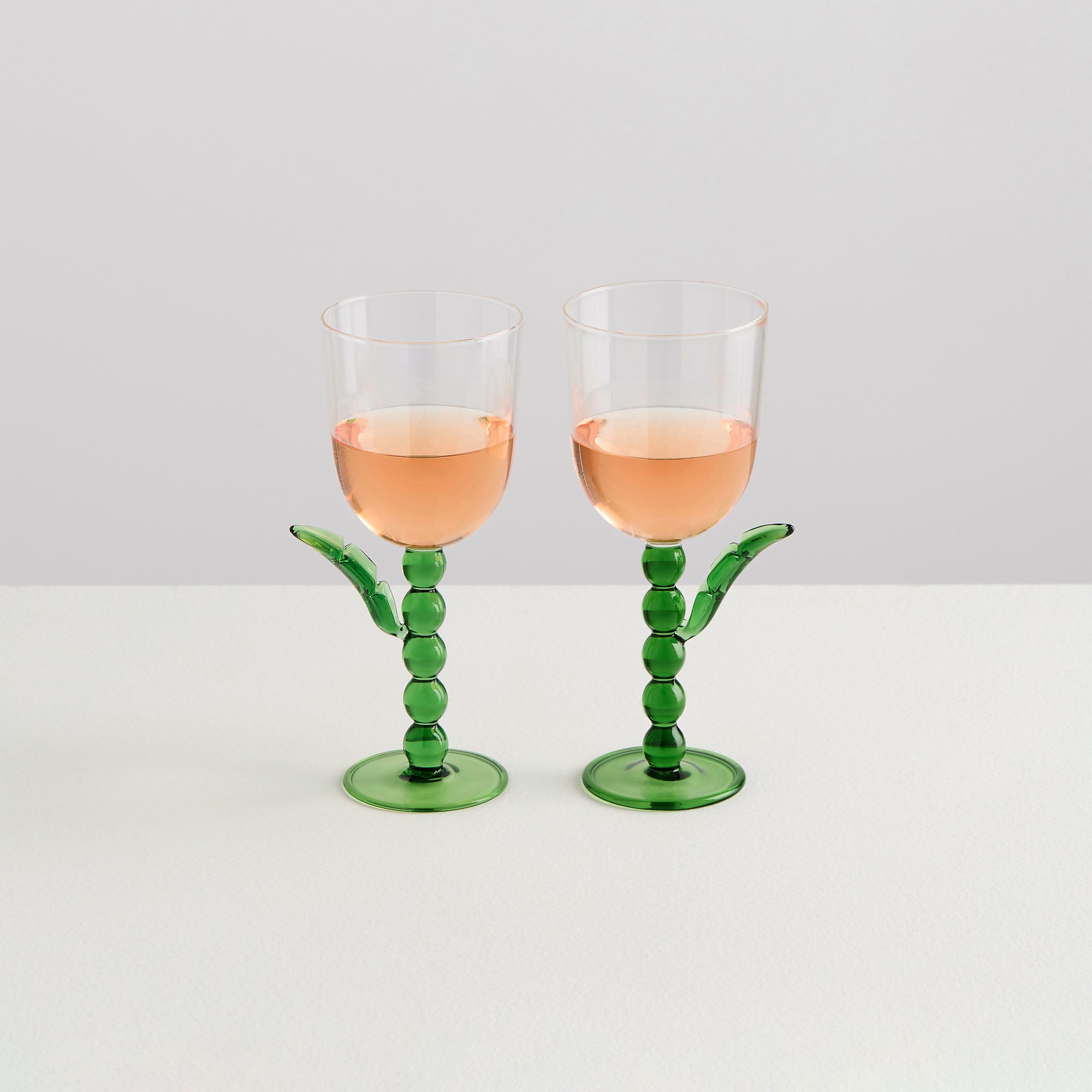 2 Palmier Wine Glasses | Green