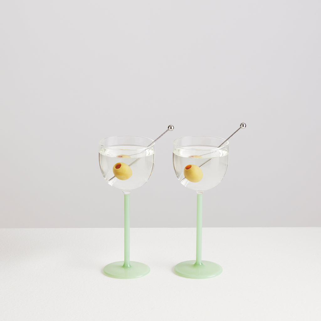2 Nick & Nora Glasses | Mint & Clear