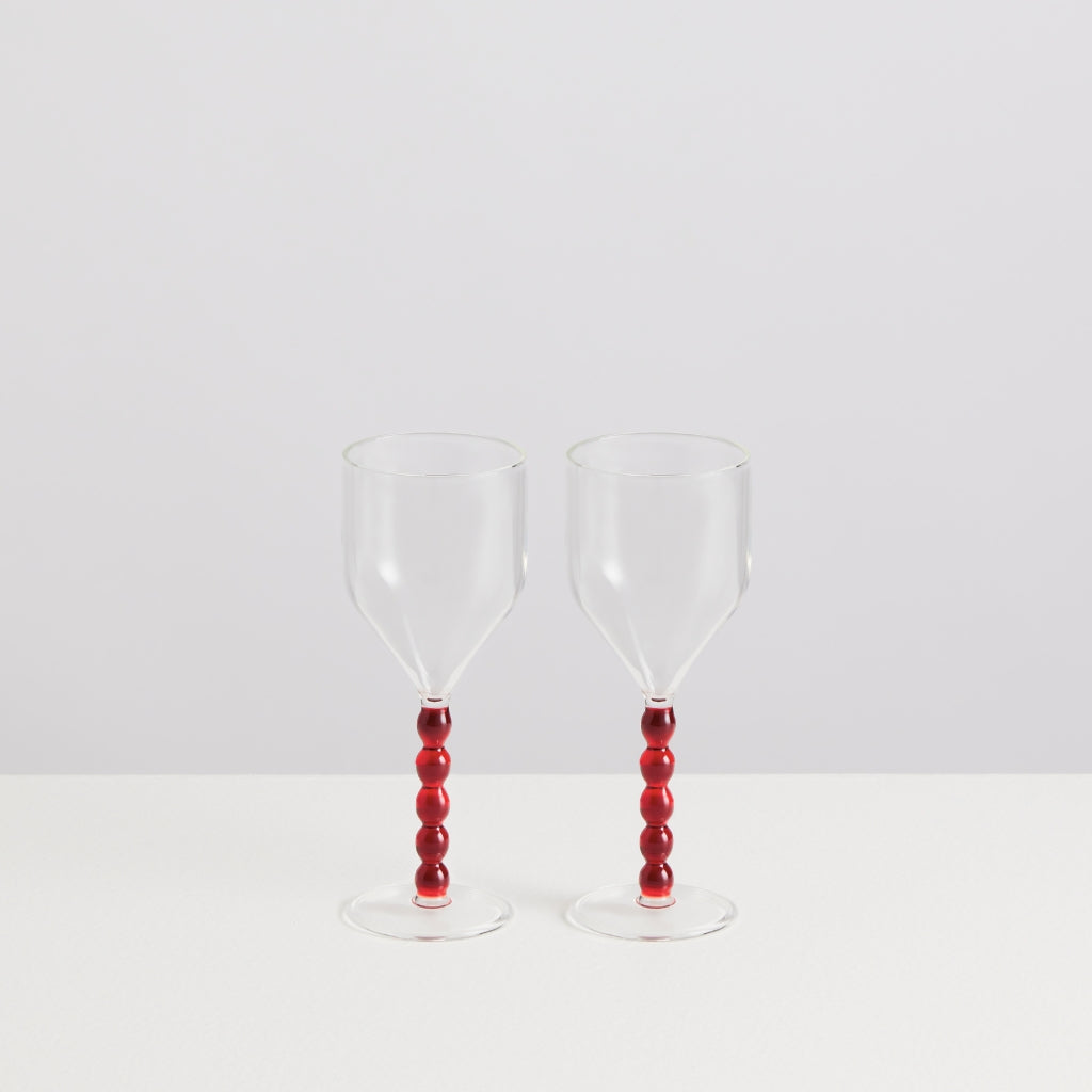 2 Perle Wine Glasses | Clear & Rouge