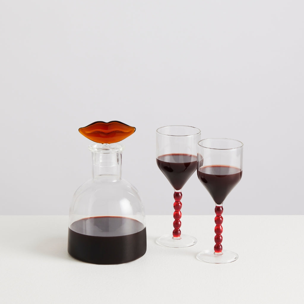 2 Perle Wine Glasses | Clear & Rouge