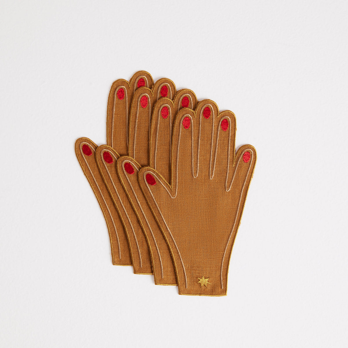4 Hand Cocktail Napkins | Caramel & Red