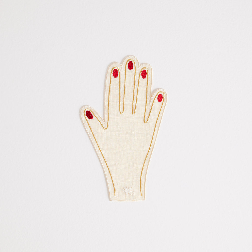 Hand Cocktail Napkins | Ivory & Red