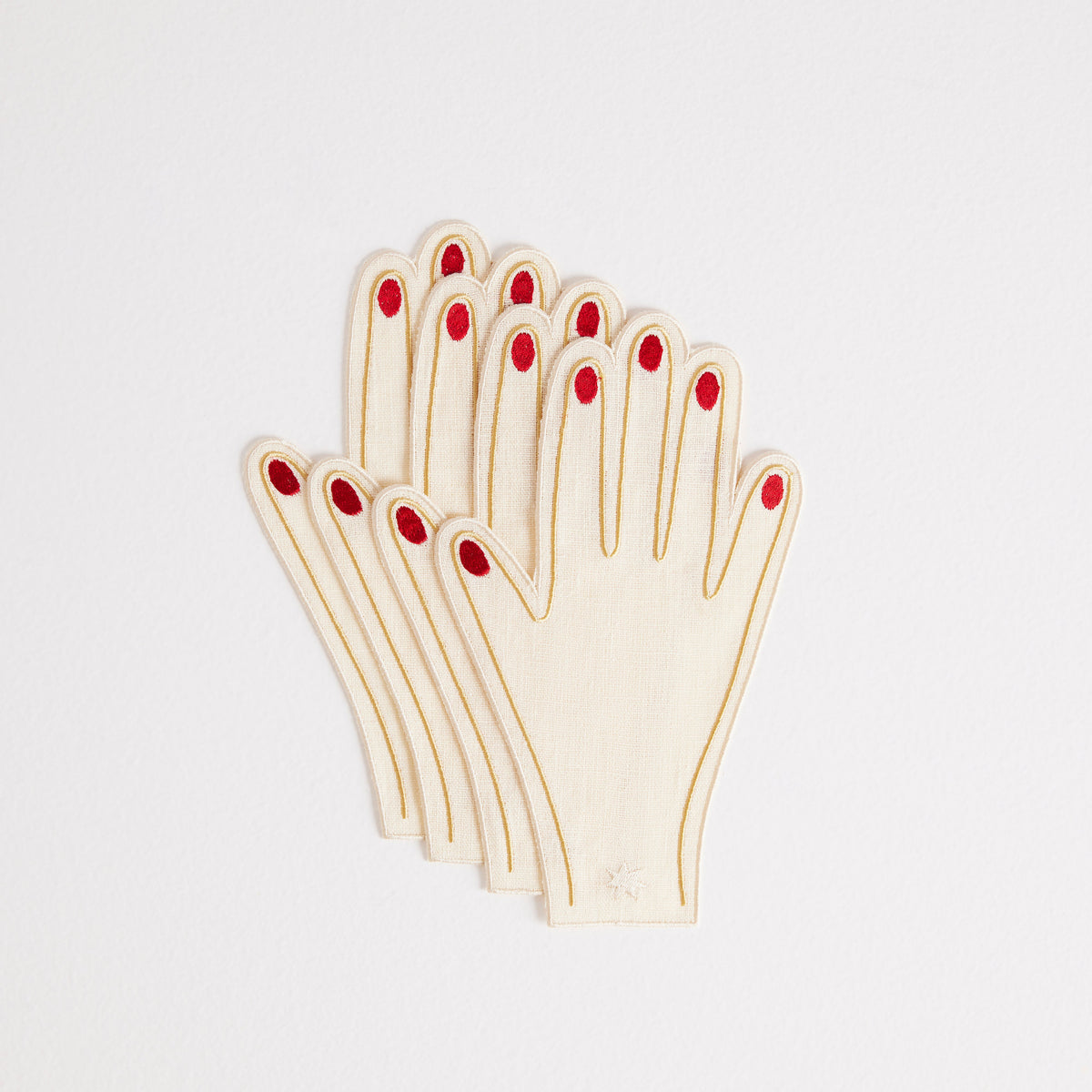 4 Hand Cocktail Napkins | Ivory & Red