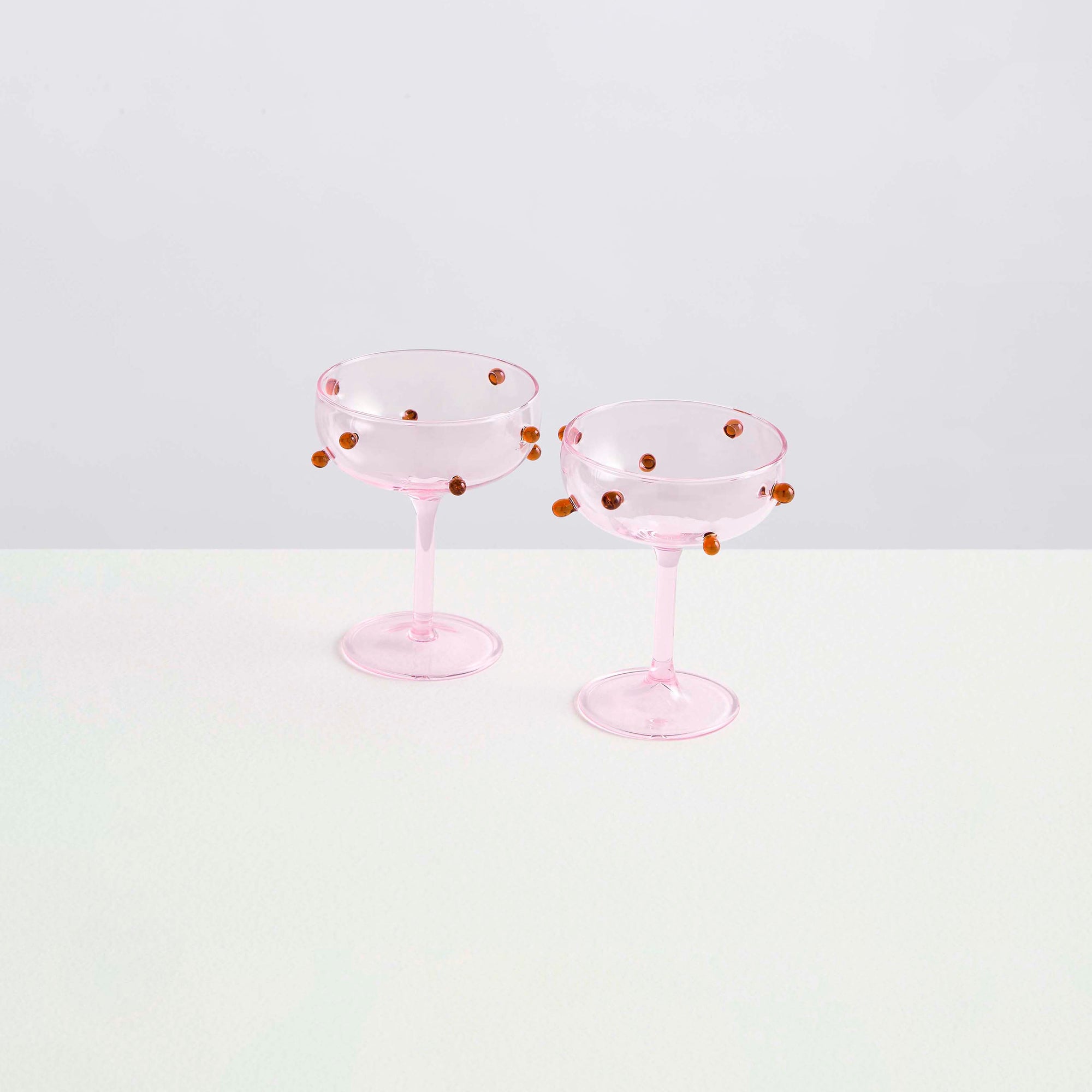 2 Champagne Coupes | Pink & Amber