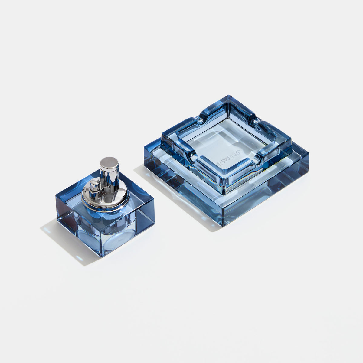 Edie Parker Square Glass Tabletop Lighter | Ice Blue