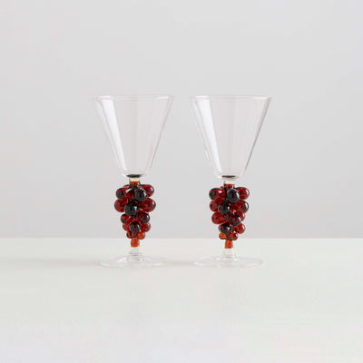 2 Bordeaux Wine Glasses | Clear & Amber