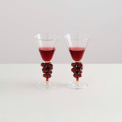 2 Bordeaux Wine Glasses | Clear & Amber
