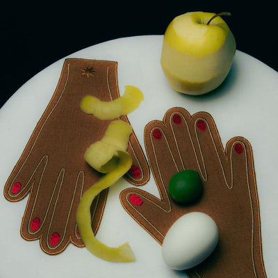 4 Hand Cocktail Napkins | Caramel & Red