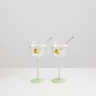 2 Nick & Nora Glasses | Mint & Clear