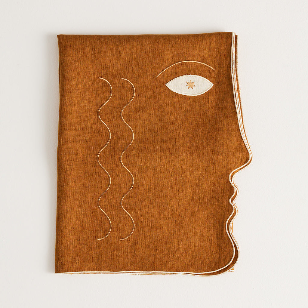 Tête à Tête Square Tablecloth | Caramel &amp; Ivory