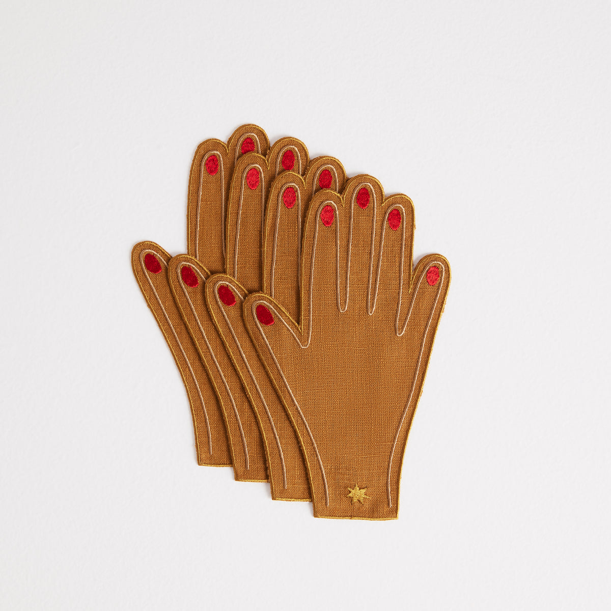 Hand Cocktail Napkins | Caramel &amp; Red