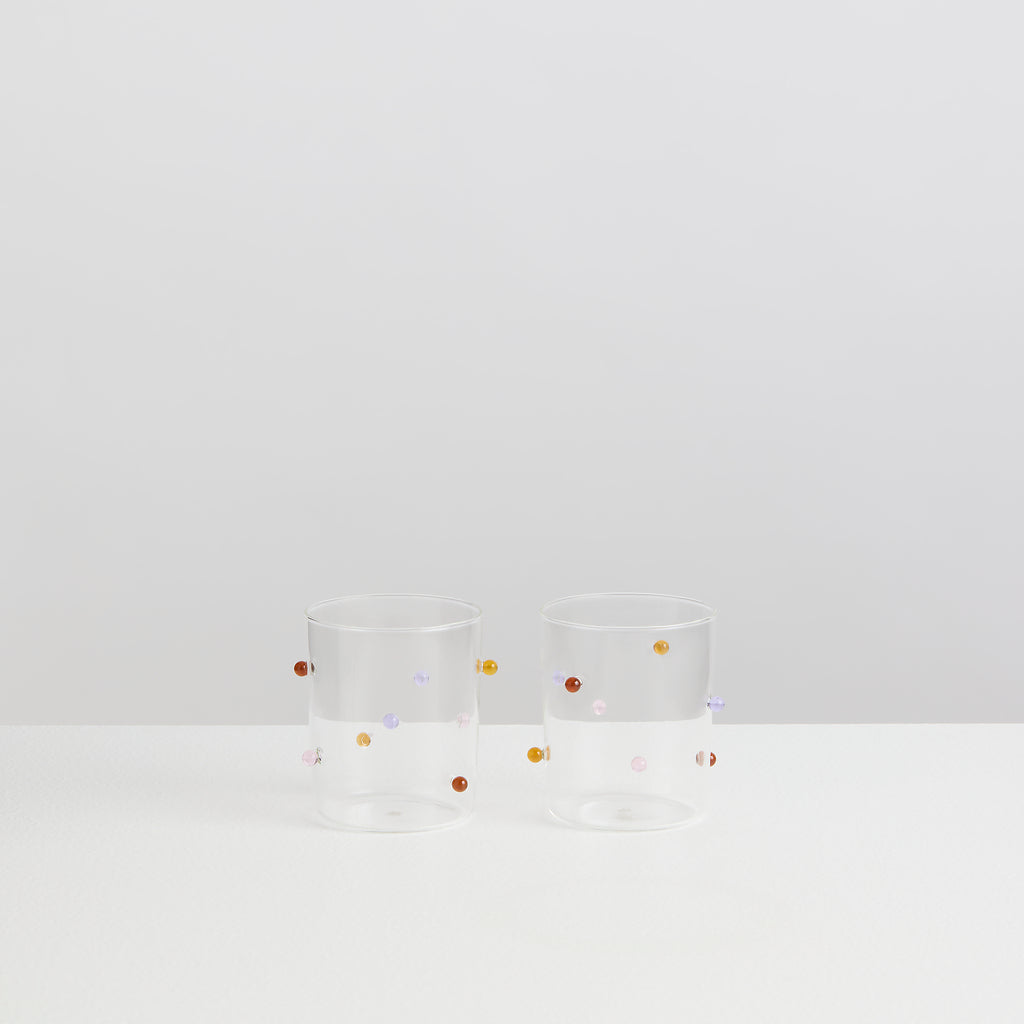 2 Medium Pomponette Gobelets | Clear & Summer