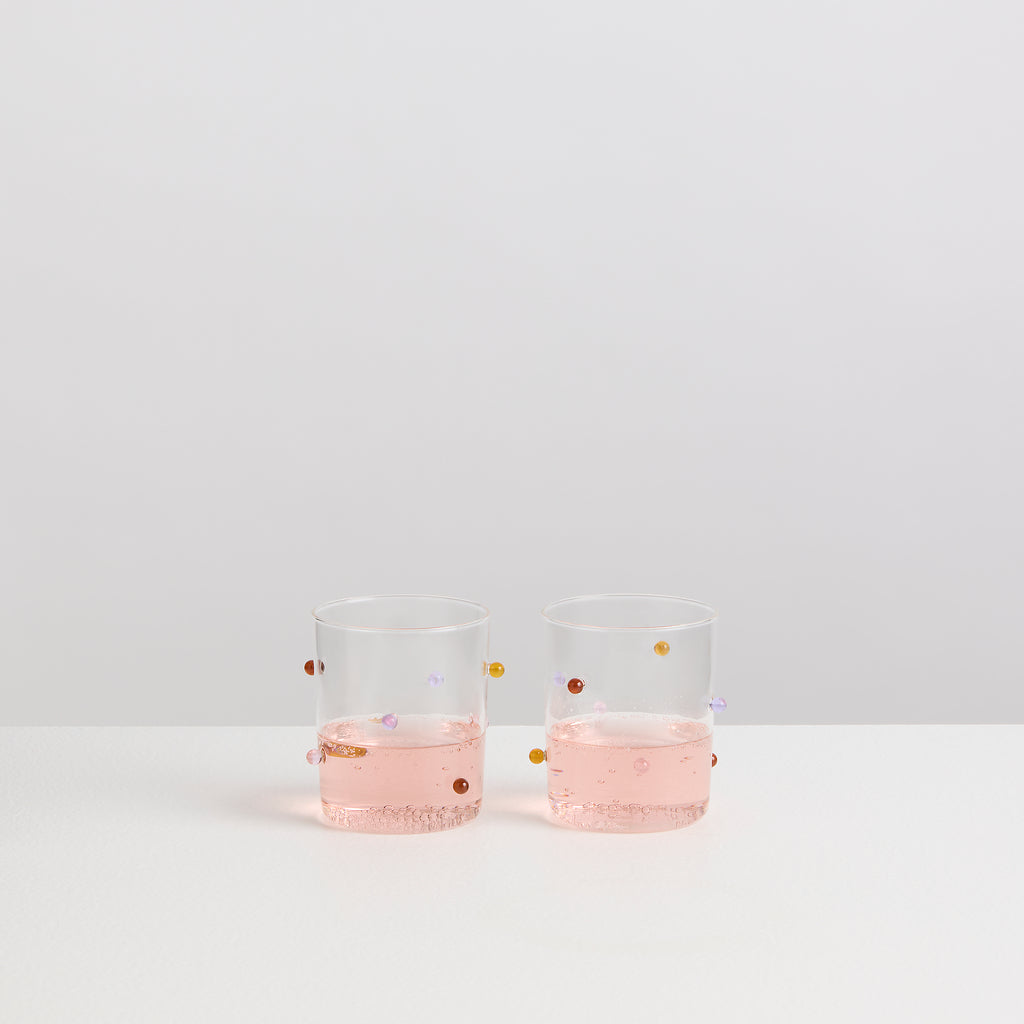 2 Medium Pomponette Gobelets | Clear & Summer