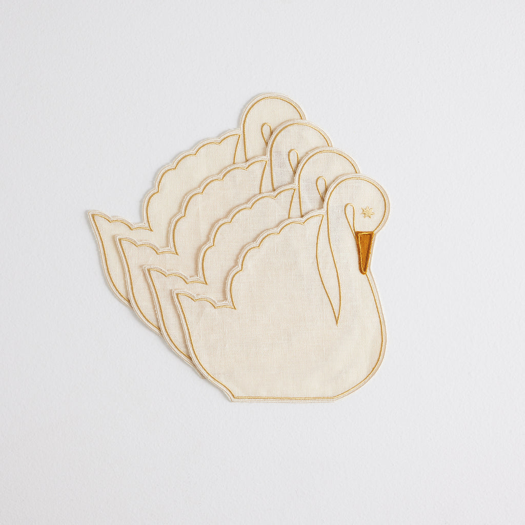 Swan Cocktail Napkins (Set of 4)