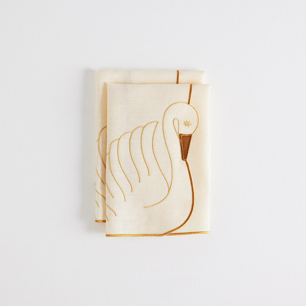 2 Swan Napkins