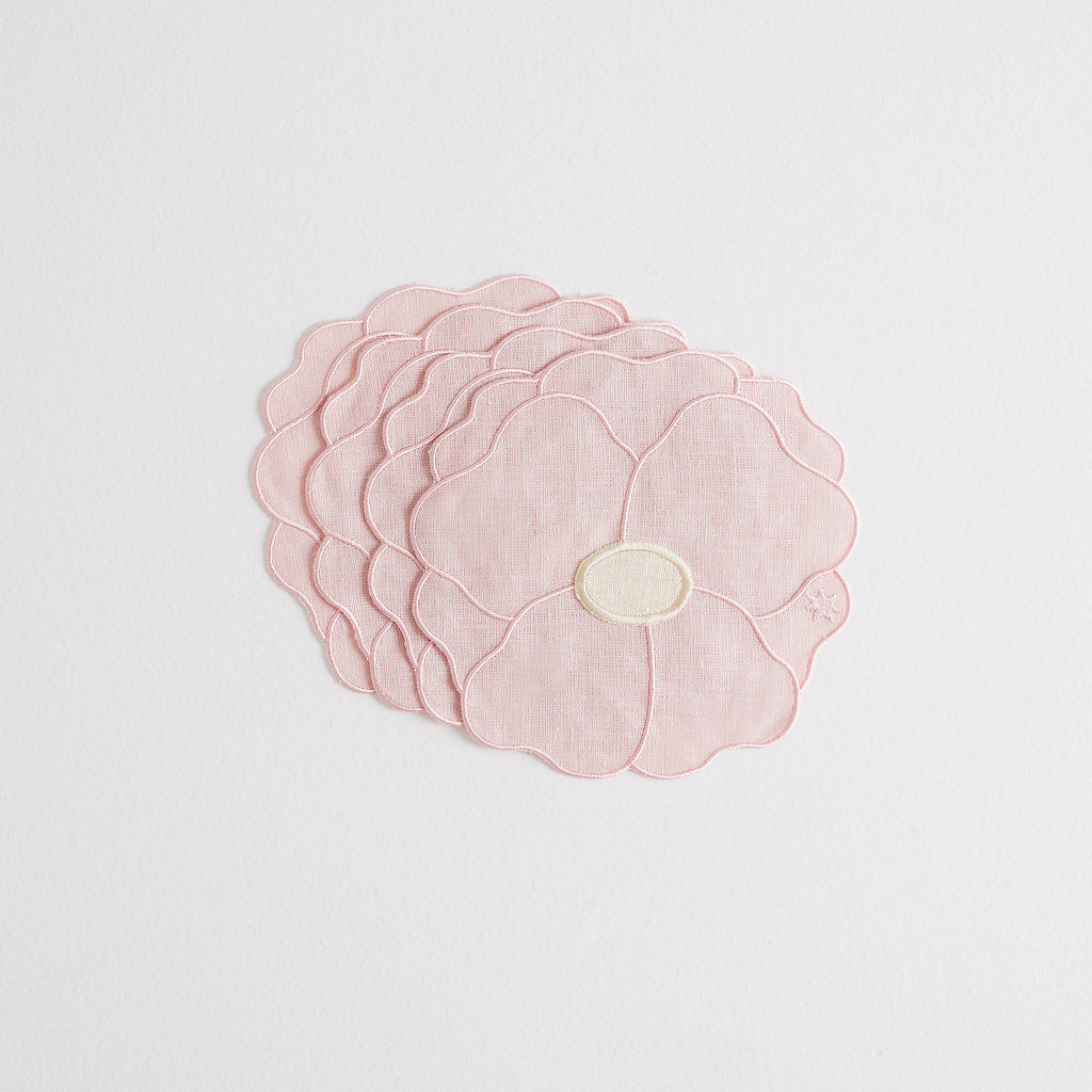4 Wild Rose Napkins | Pink & Ivory