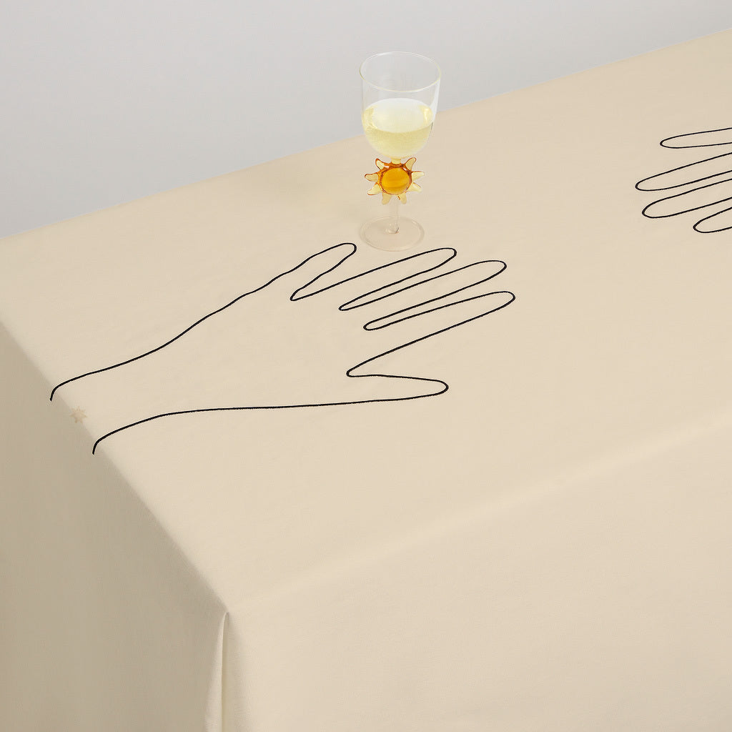 Hand Tablecloth | Ivory & Black