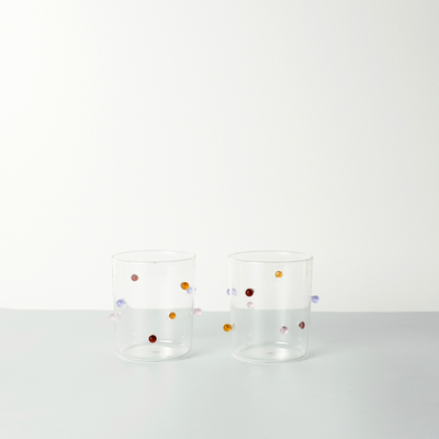 2 Medium Pomponette Gobelets | Clear & Summer